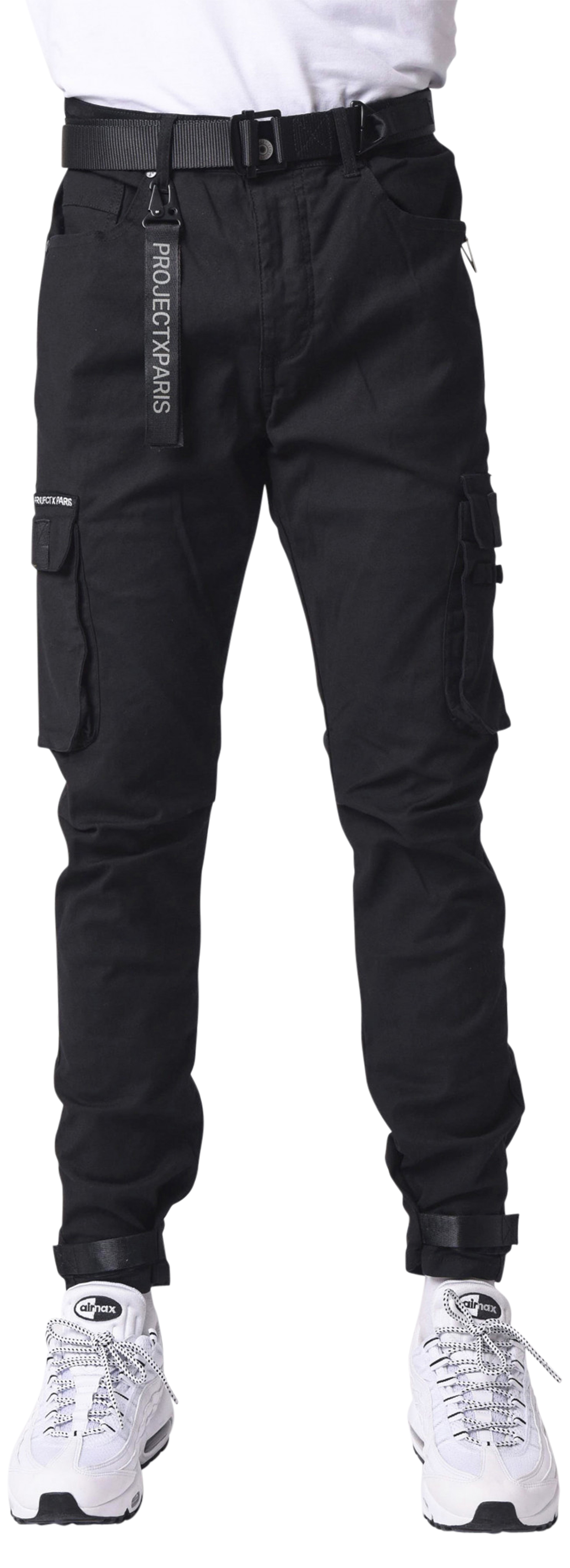 pantalon cargo project x en coton avec une coupe droite et une taille intermédiaire noir