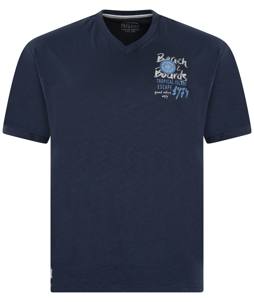 t-shirt col v redfield en coton avec manches courtes bleu marine