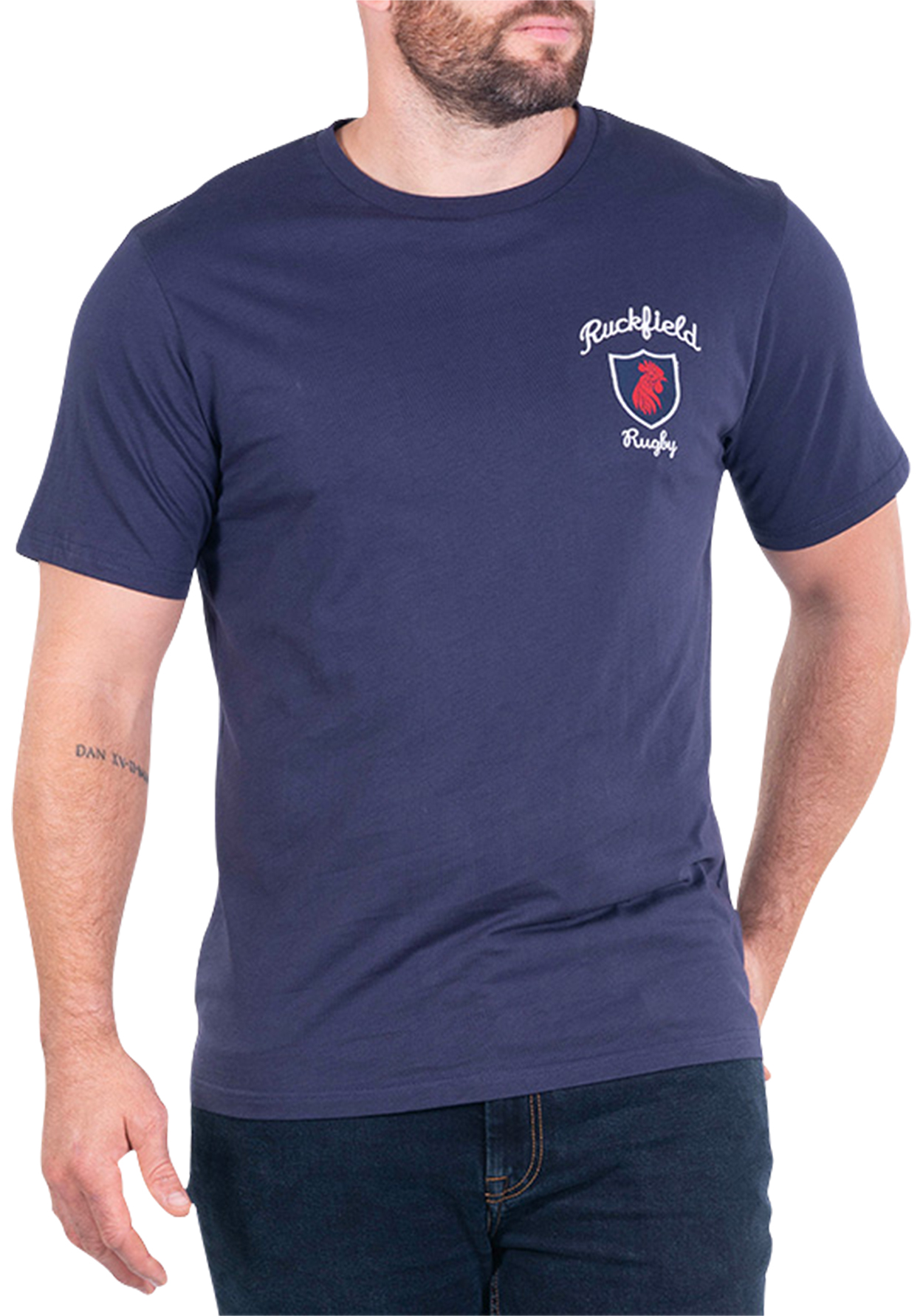 t-shirt ruckfield coton biologique avec manches courtes et col rond marine