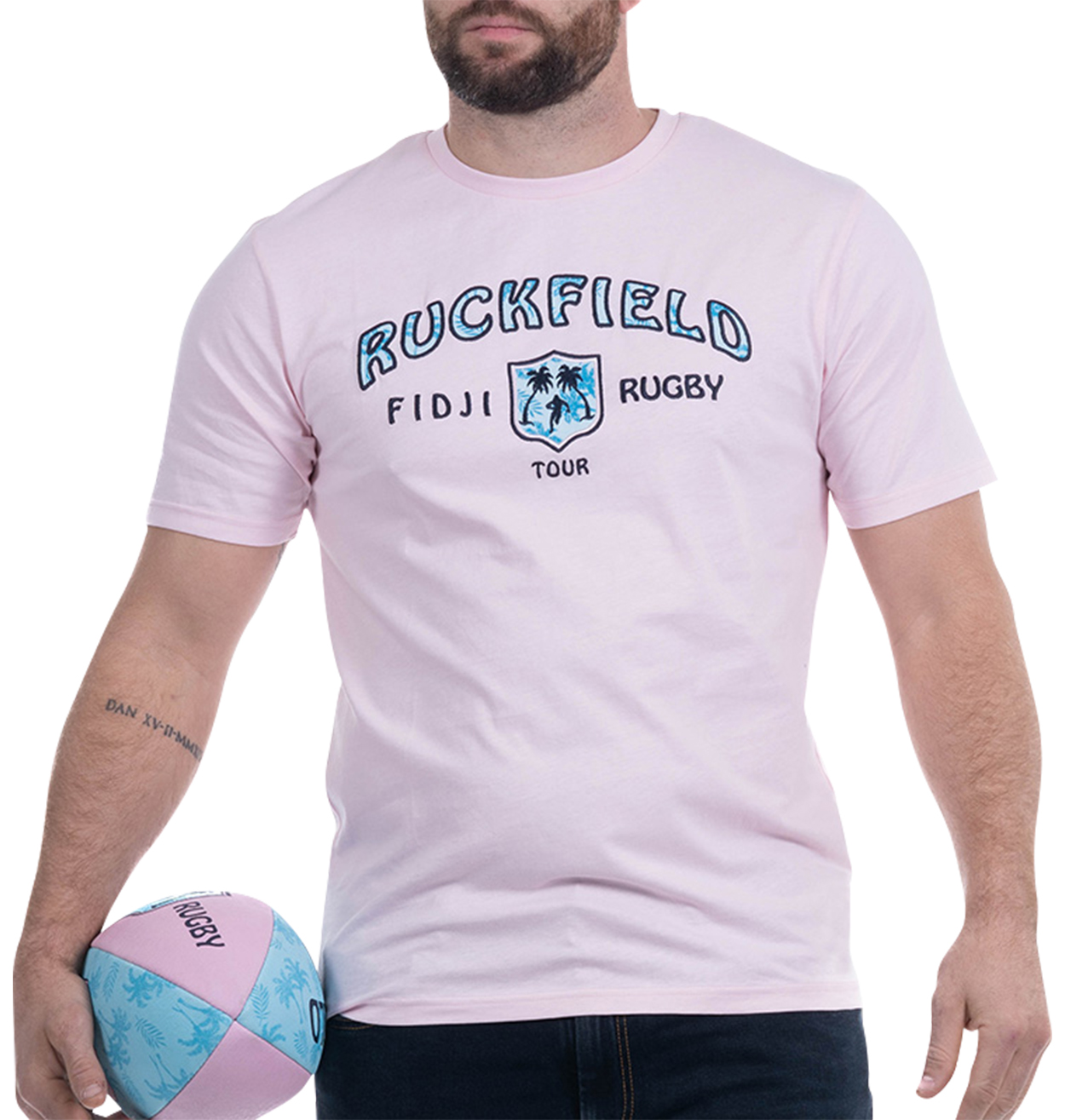 t-shirt ruckfield coton biologique avec manches courtes et col rond rose
