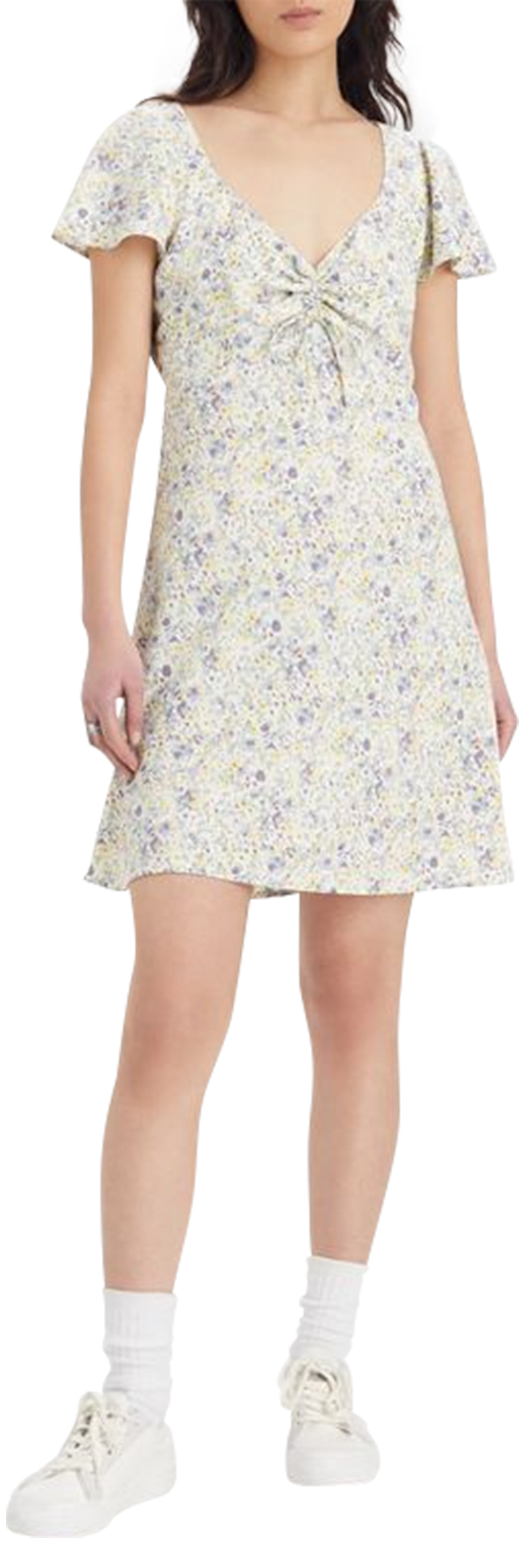 robe courte femme levi's® avec manches courtes et col v multicolore fleurie