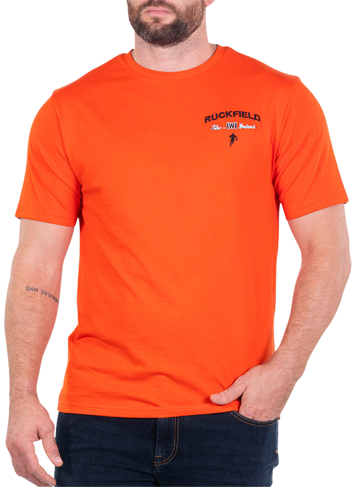 t-shirt ruckfield coton biologique avec manches courtes et col rond orange