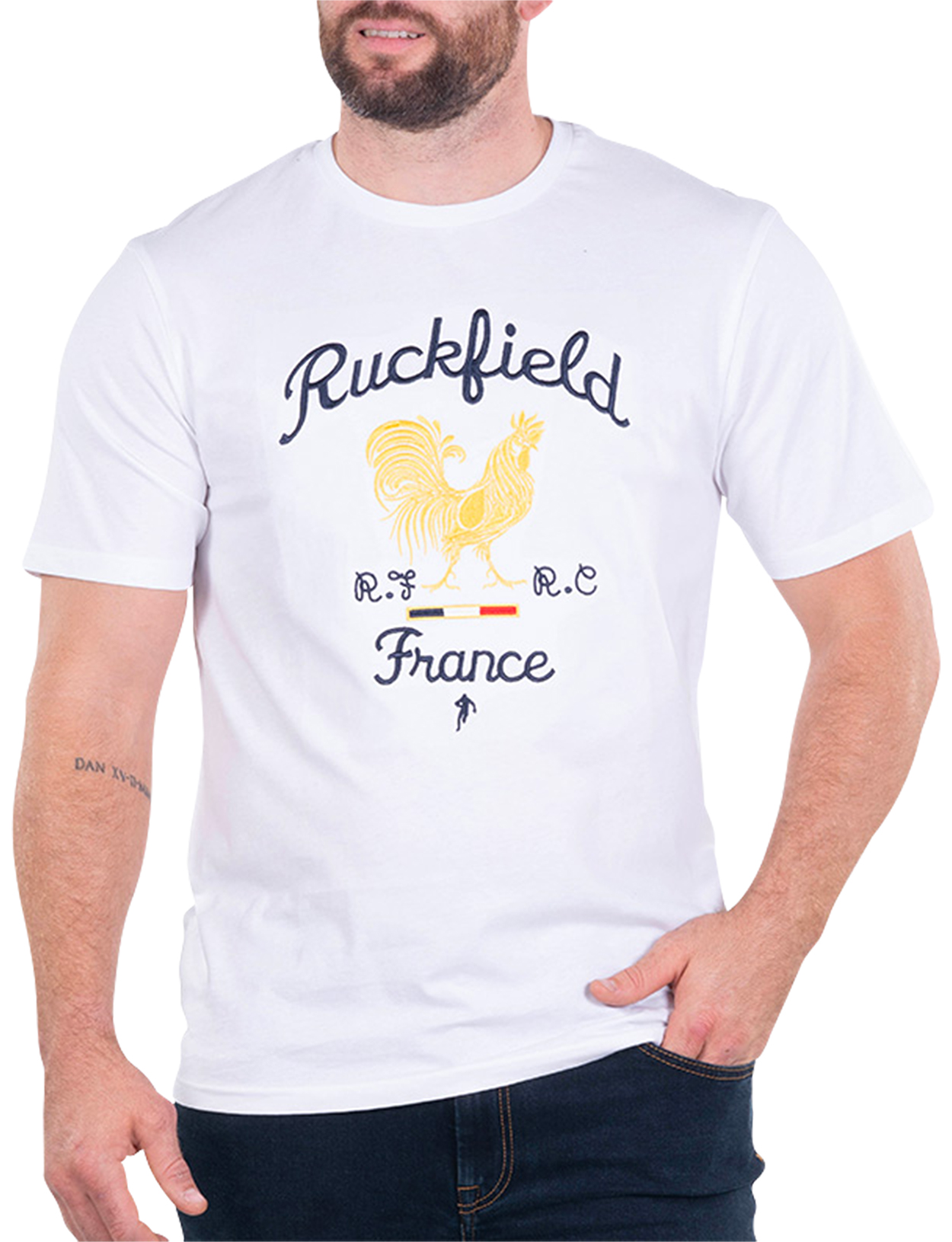 t-shirt ruckfield coton biologique avec manches courtes et col rond blanc