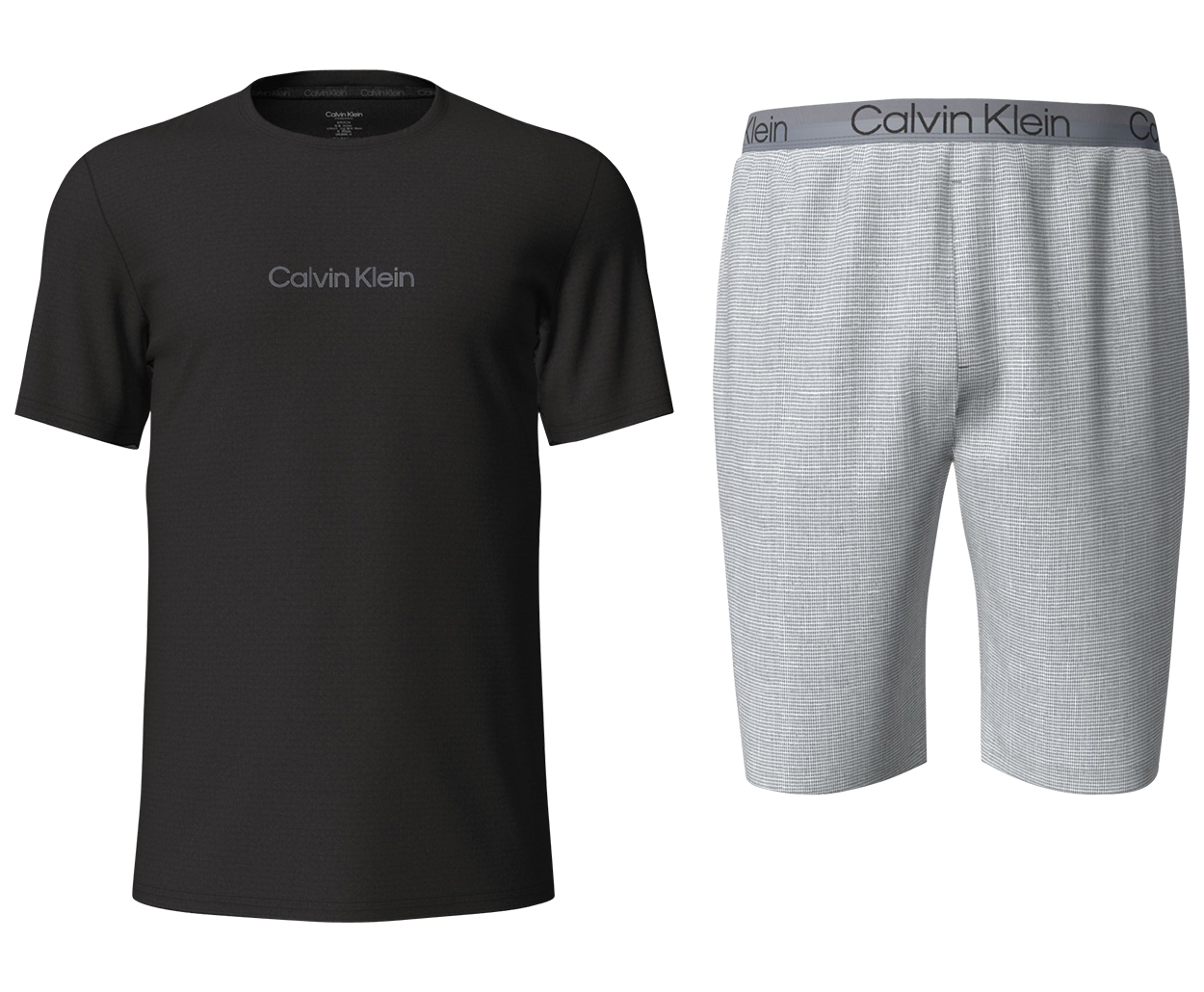 Pyjama court Calvin Klein avec manches courtes et col rond noir et gris