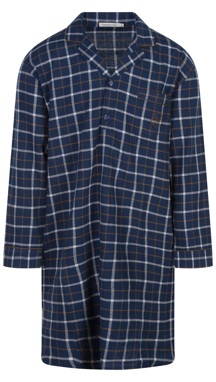 pyjama christian cane coton avec manches longues et col à revers marine carreaux