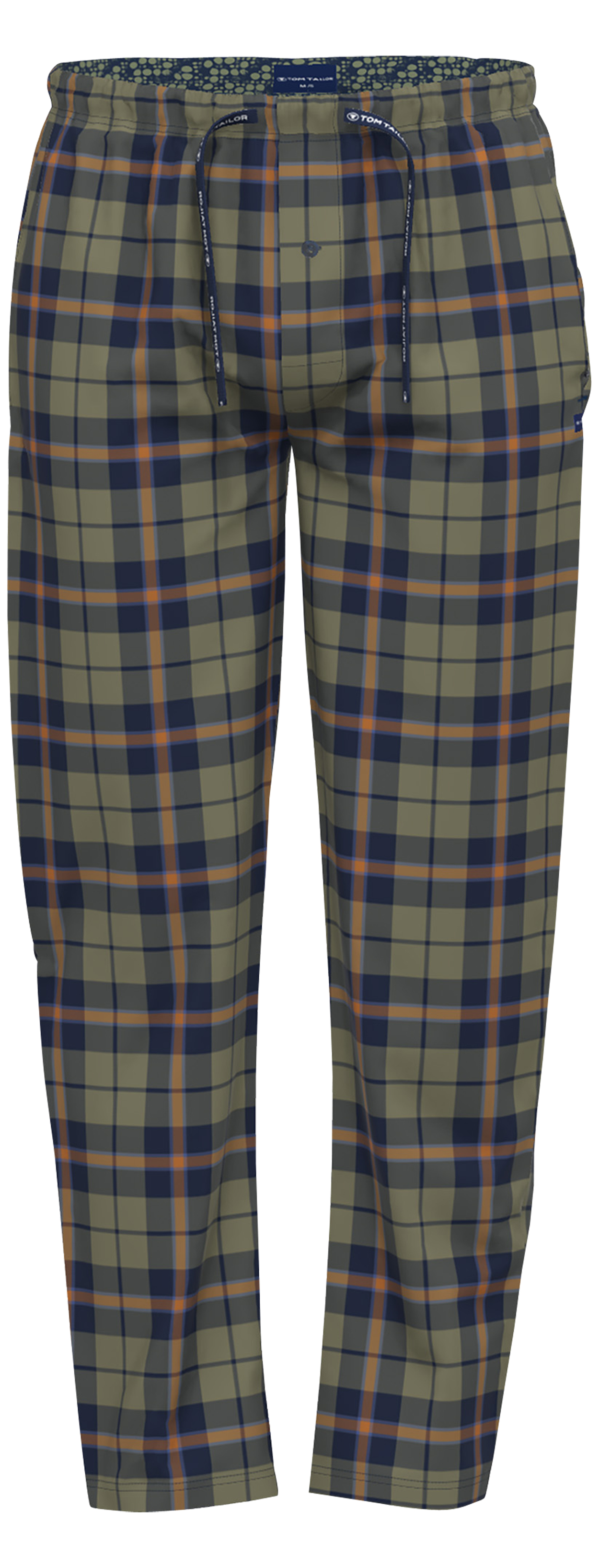 pantalon de pyjama tom tailor en coton kaki à carreaux