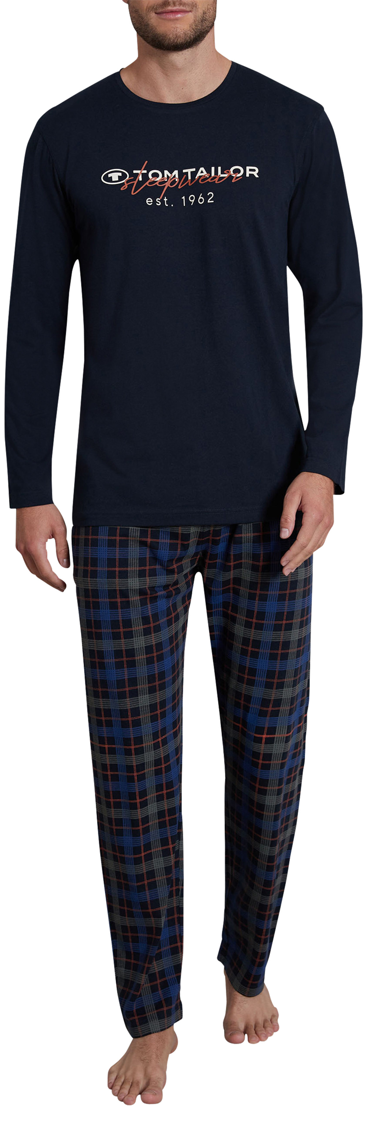 pyjama long tom tailor avec manches longues et col rond marine