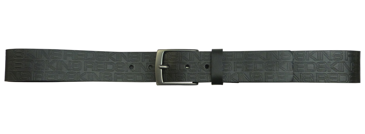 ceinture redskins noire avec nom de la marque inscrit en relief sur toute la ceinture