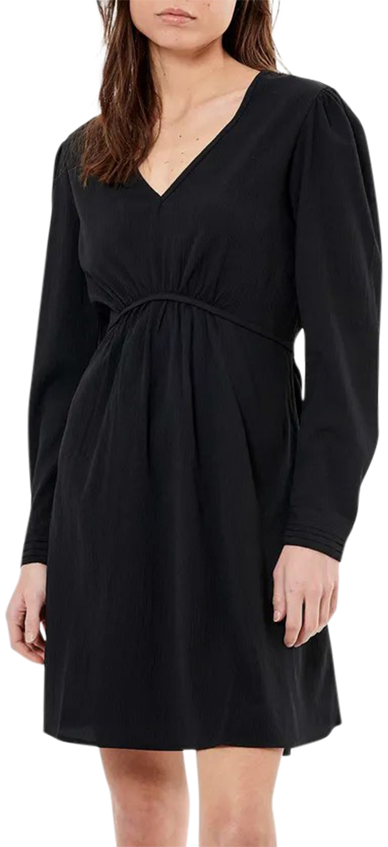 robe courte femme kaporal avec manches longues et col v noire