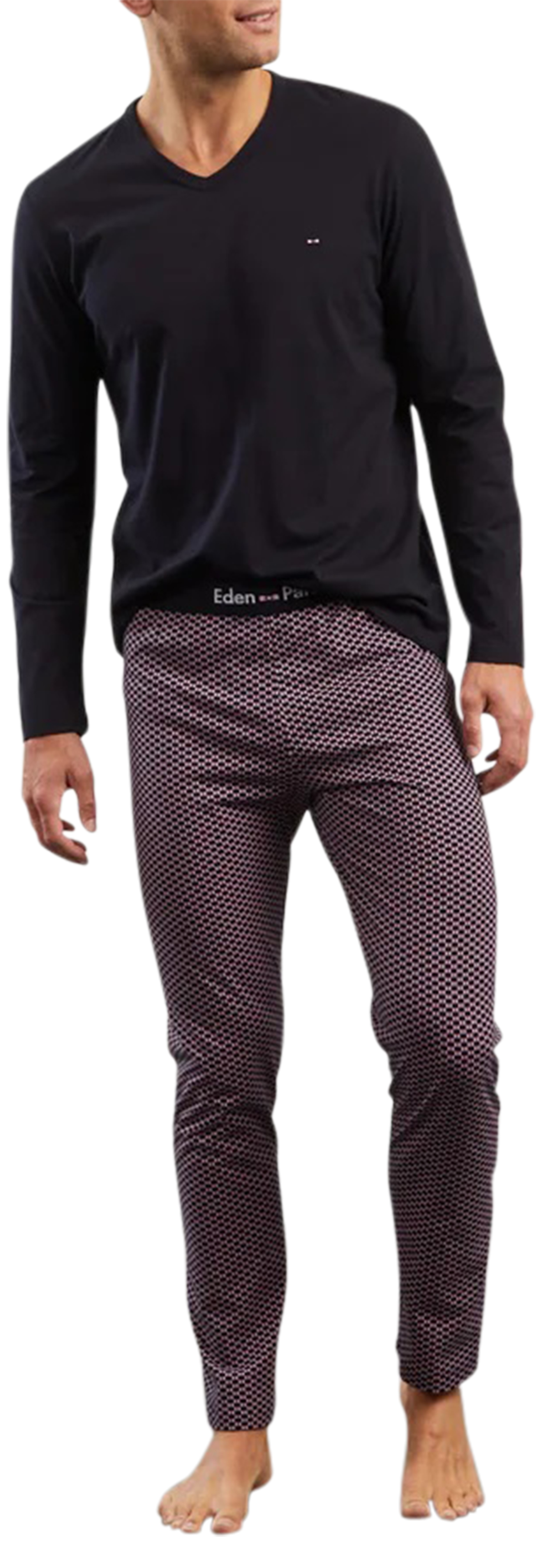 Pyjama Long Eden Park coton avec manches longues et col rond nuit