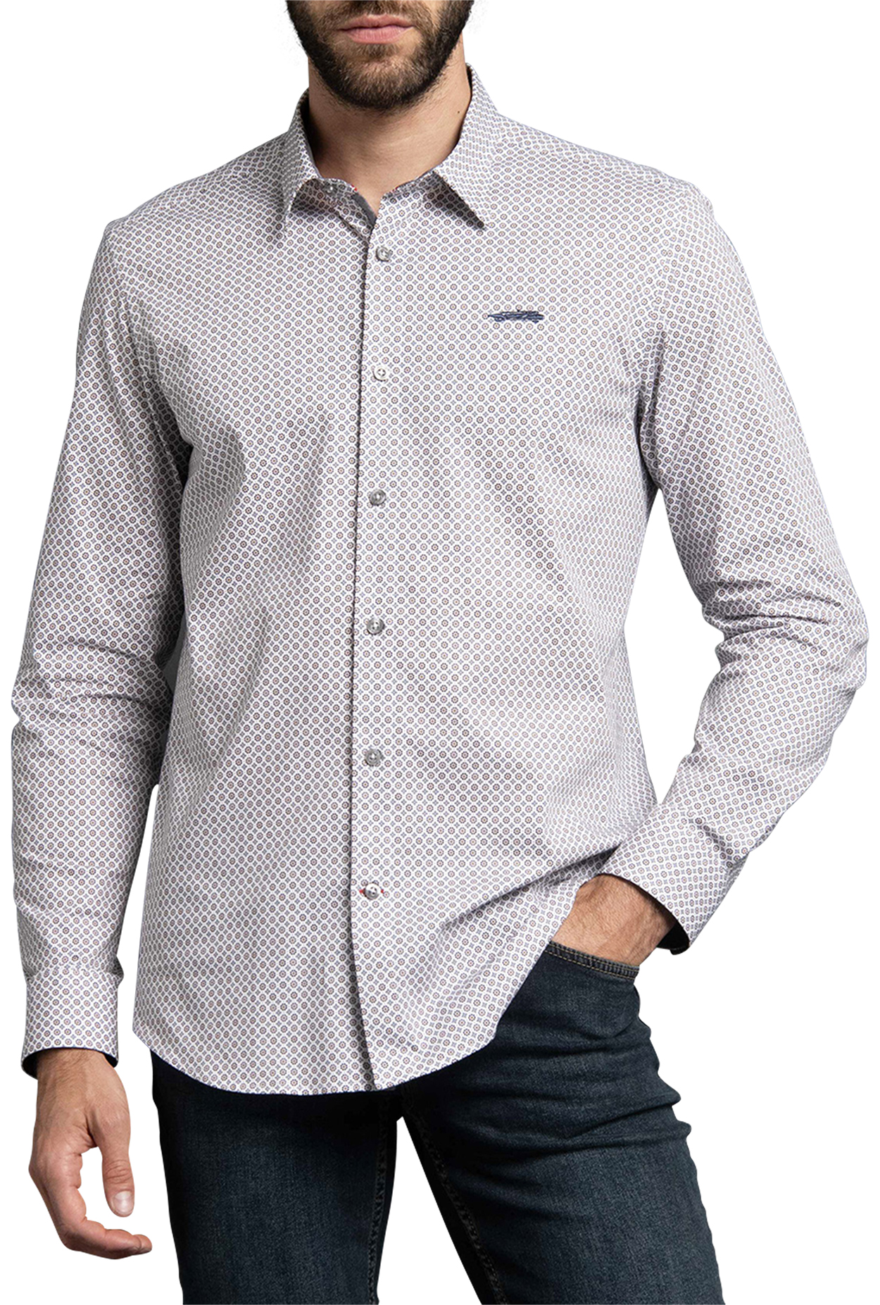 chemise ajustée delahaye avec manches longues et col français blanche