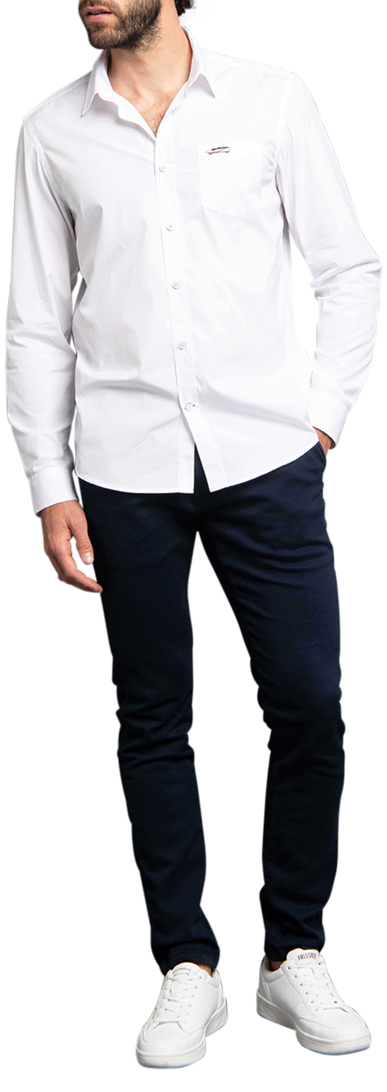 chemise ajustée delahaye avec manches longues et col français blanche