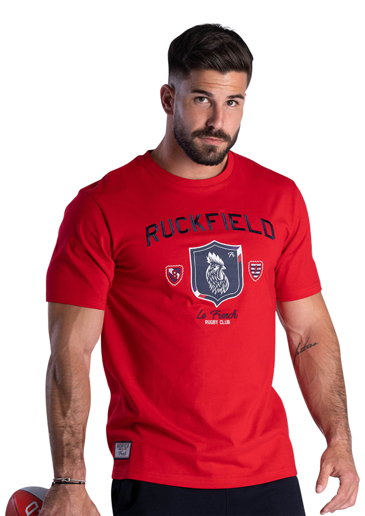 tee-shirt avec des manches courtes et un col rond ruckfield en coton rouge