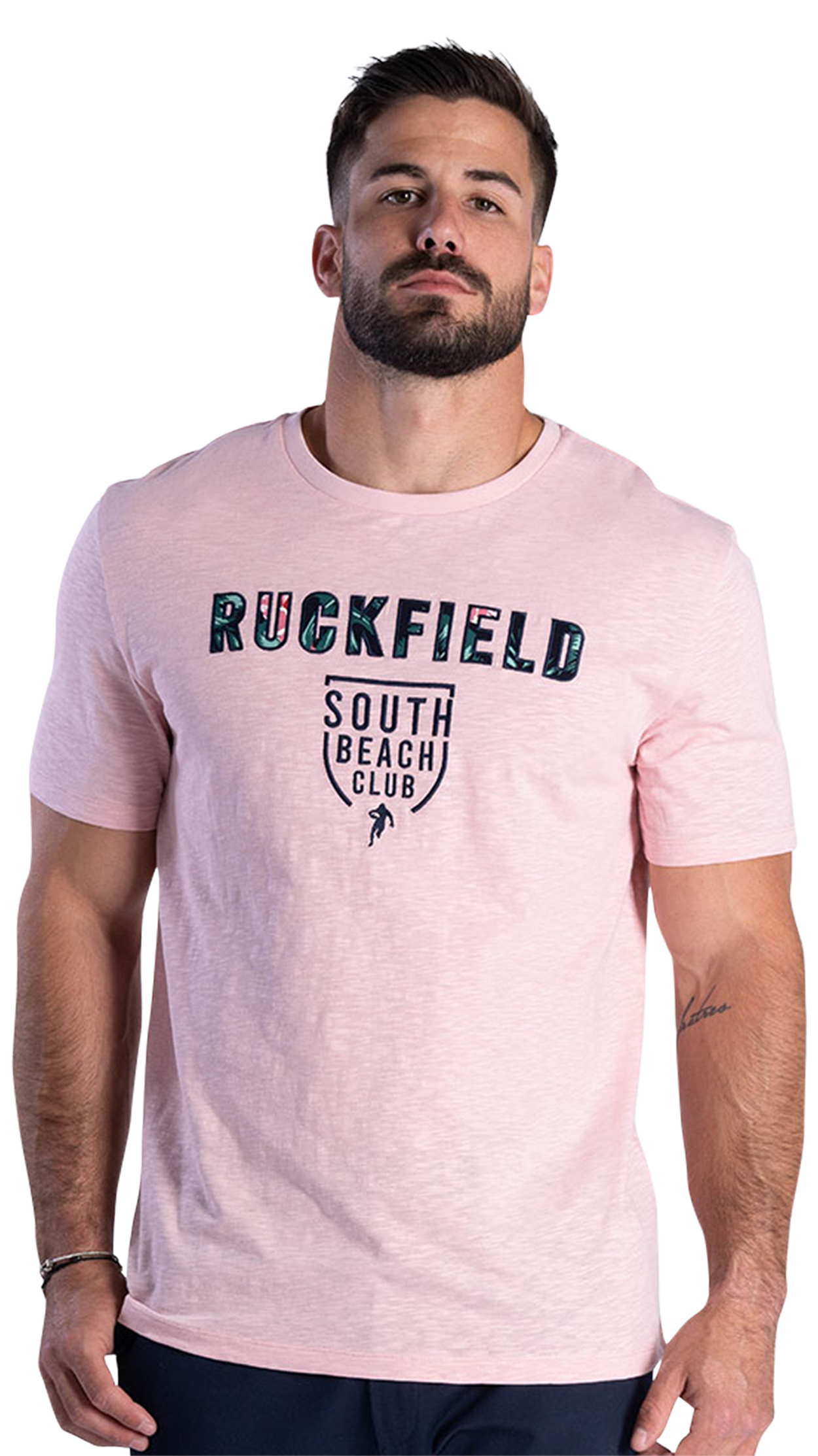 tee-shirt à col rond et manches courtes ruckfield en coton rose