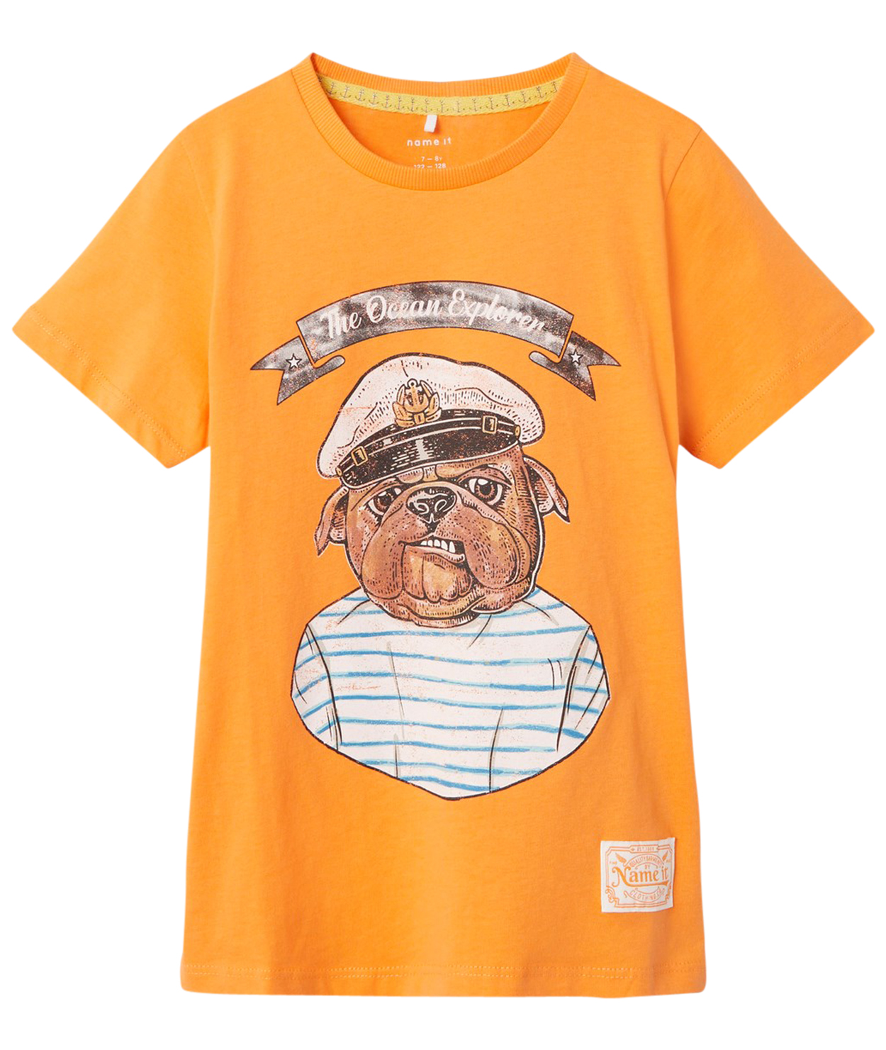 t-shirt junior garçon name it coton avec manches courtes et col rond orange