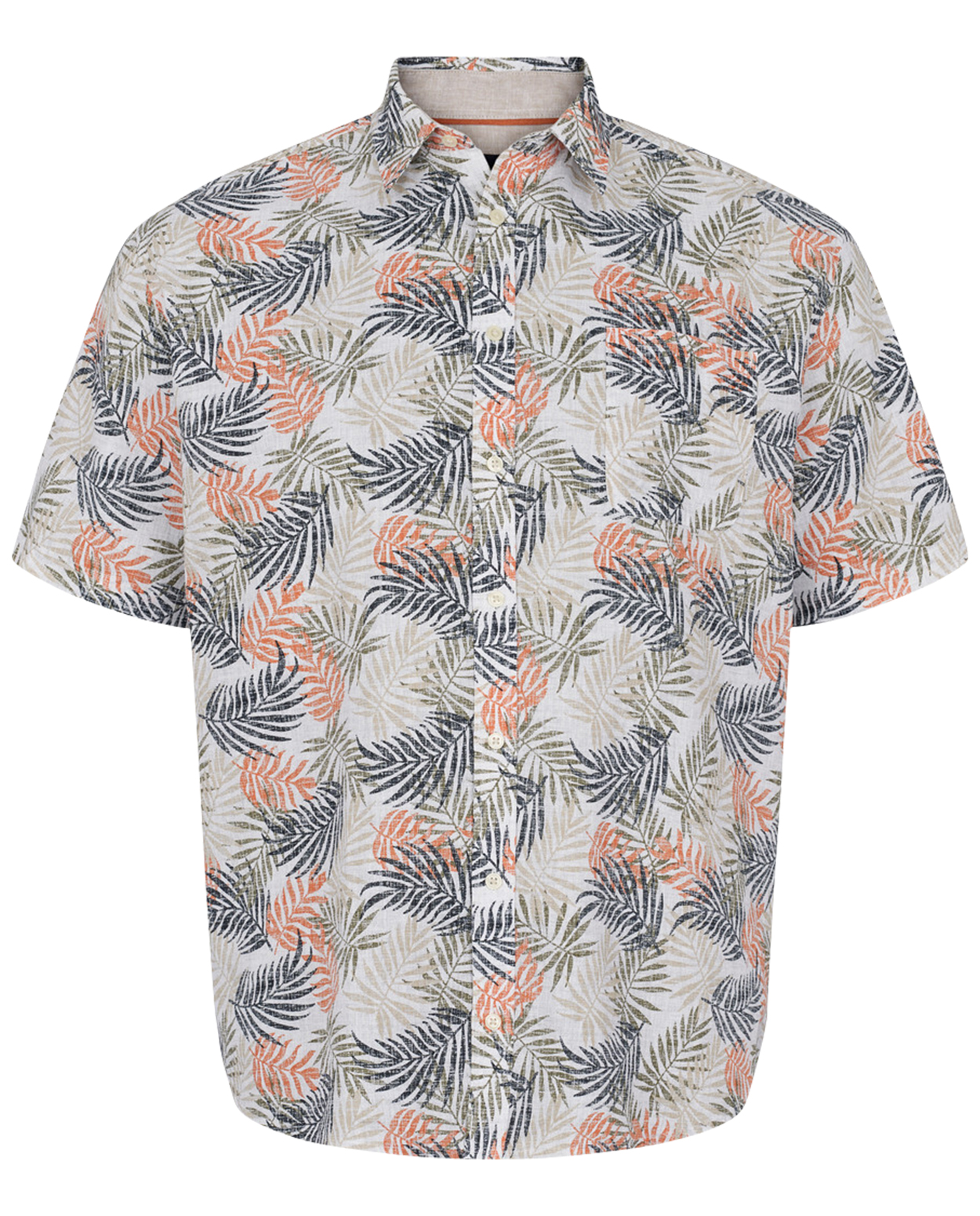 chemise north 56°4 grande taille lin (en partie) avec manches courtes et col français multicolore