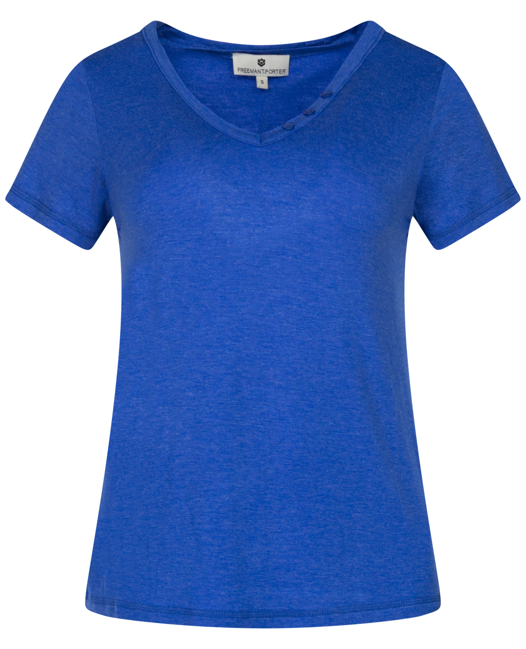 tee-shirt avec des manches courtes et un col v femme freeman bleu