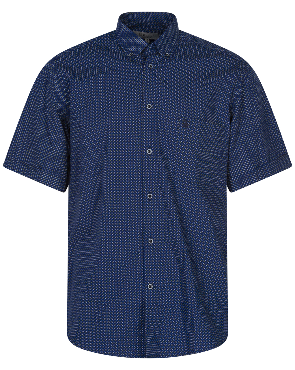 chemise manches courtes et col boutonné bande originale en coton bleu marine