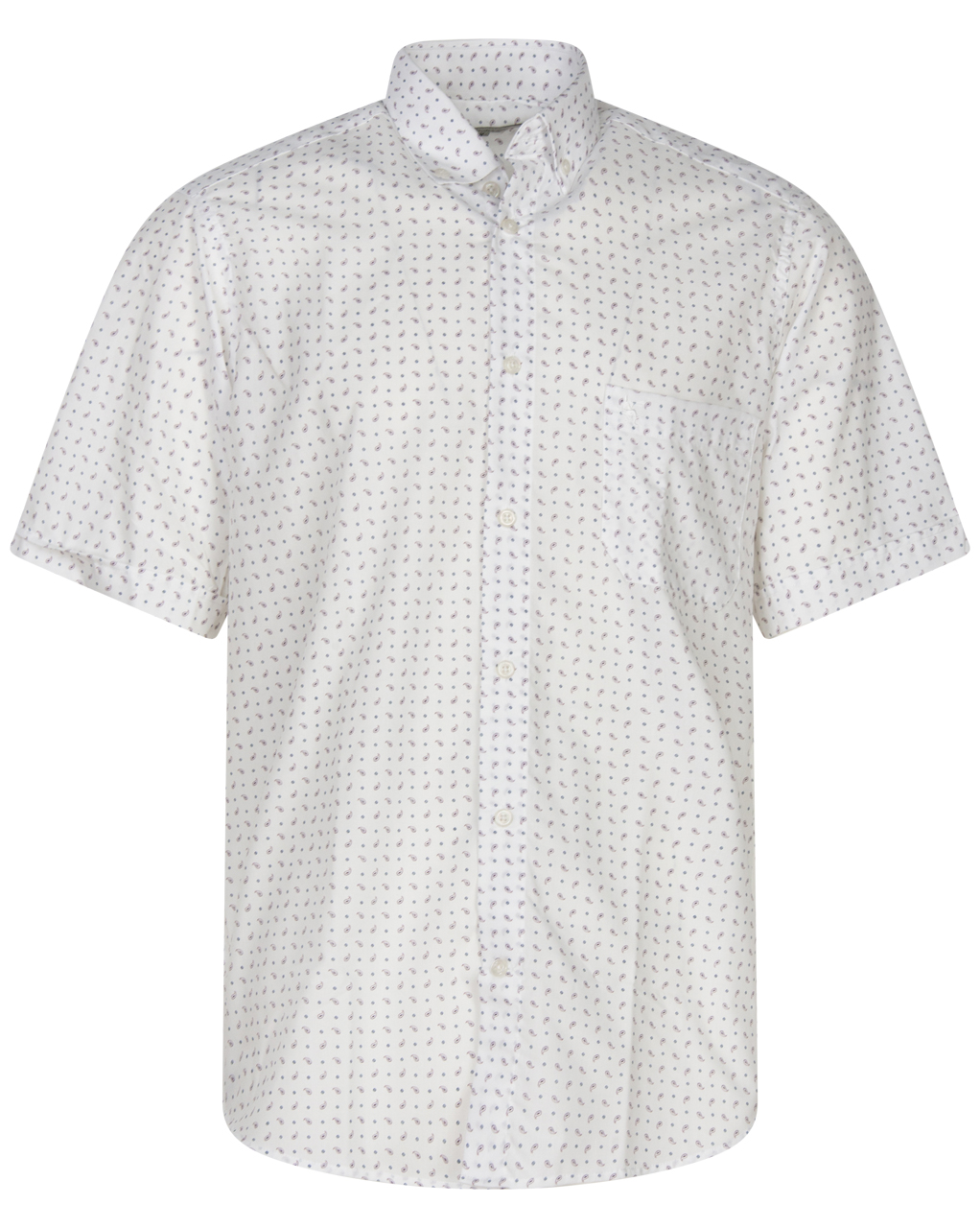 chemise manches courtes et col boutonné bande originale en coton mélangé blanche