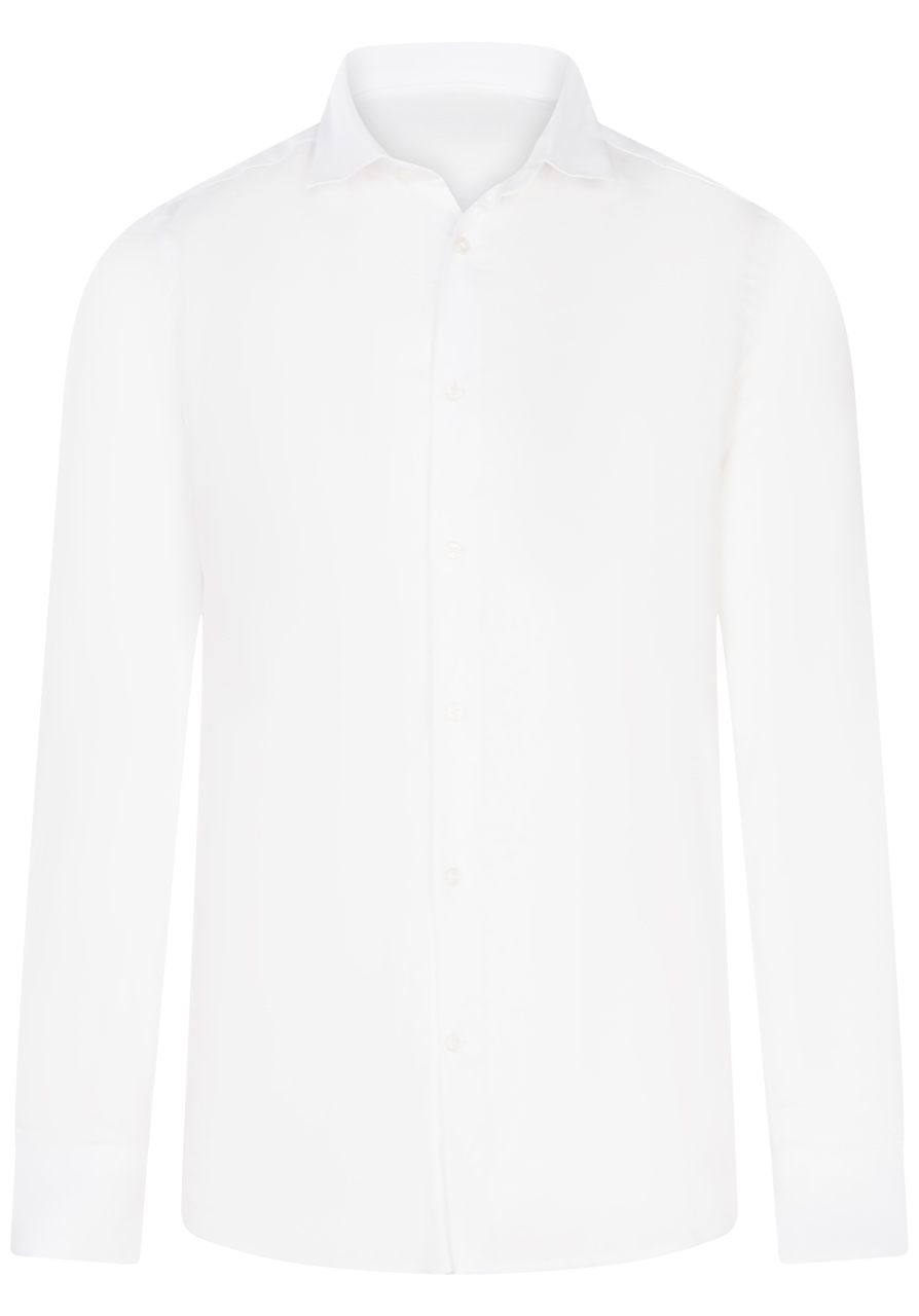 chemise coupe ajustée et col français bande originale en lin et coton blanche