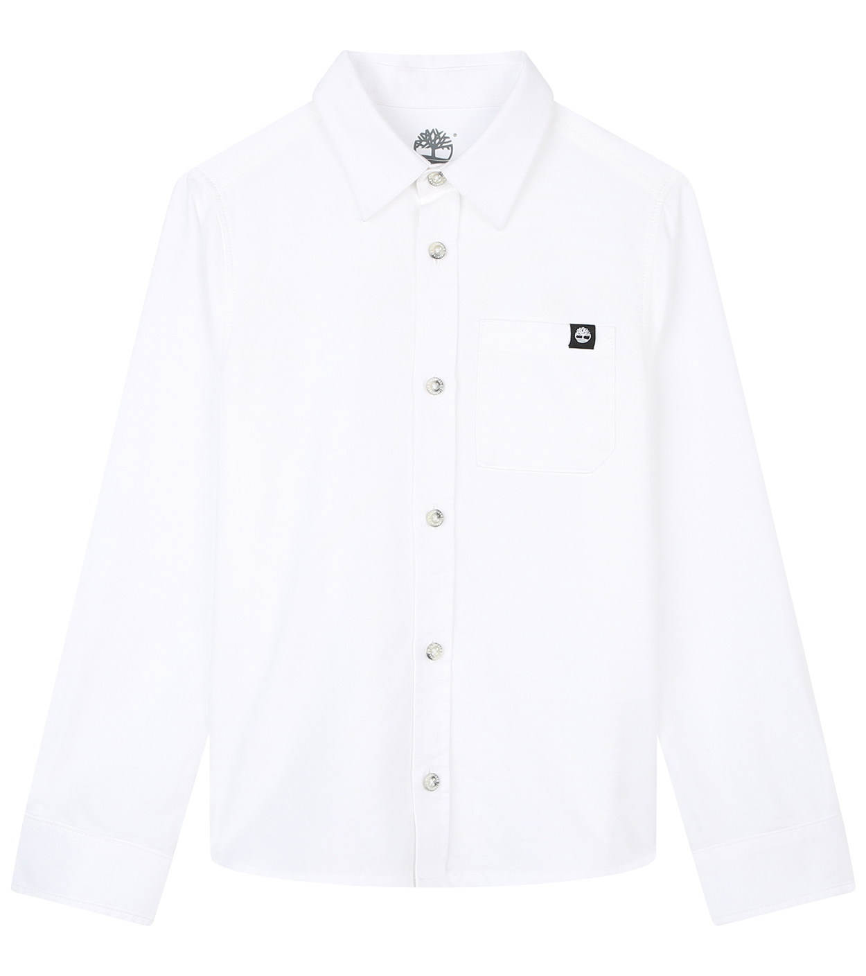 Chemise à col français Junior Garçon Timberland en coton avec des manches longues blanche