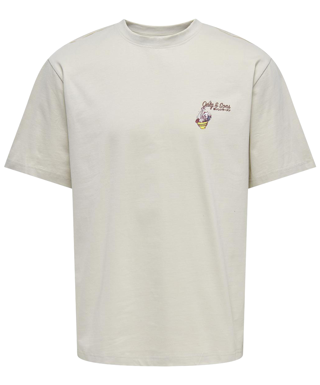 t-shirt only&sons coton avec manches courtes et col rond beige