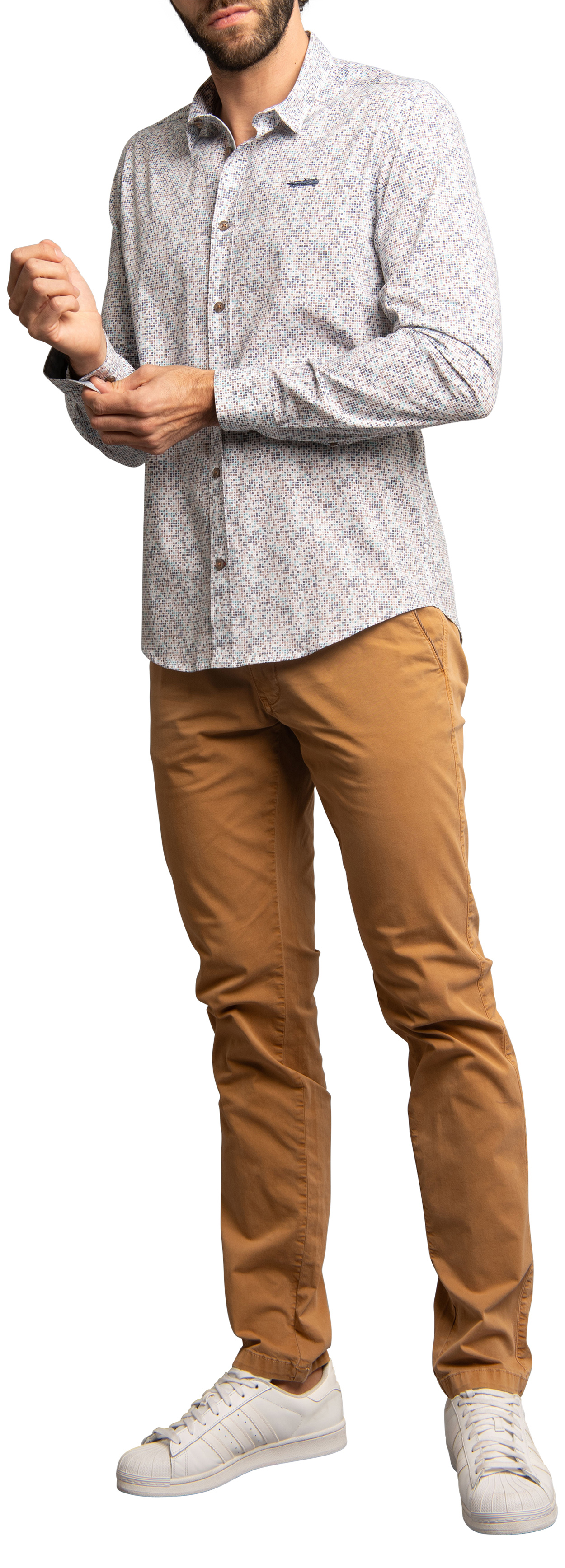 chemise delahaye coton avec manches longues et col français écrue