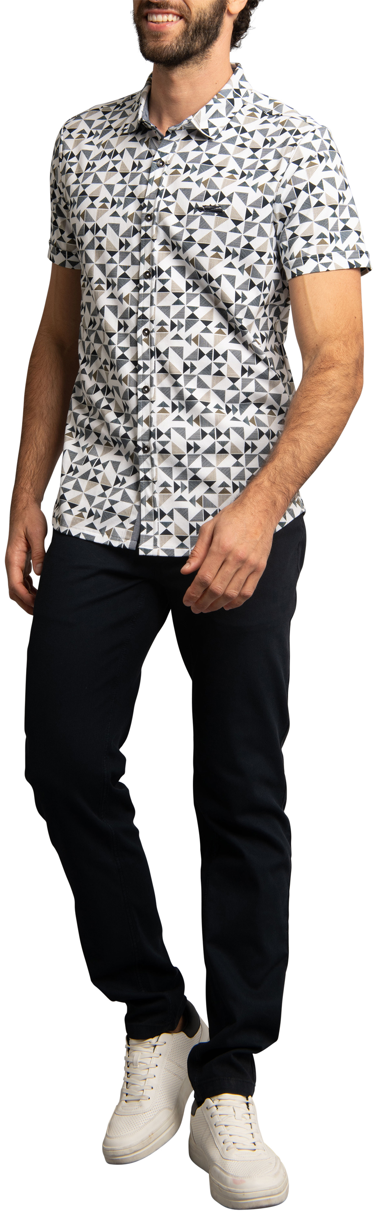 Chemise Delahaye coton avec manches courtes et col français blanche