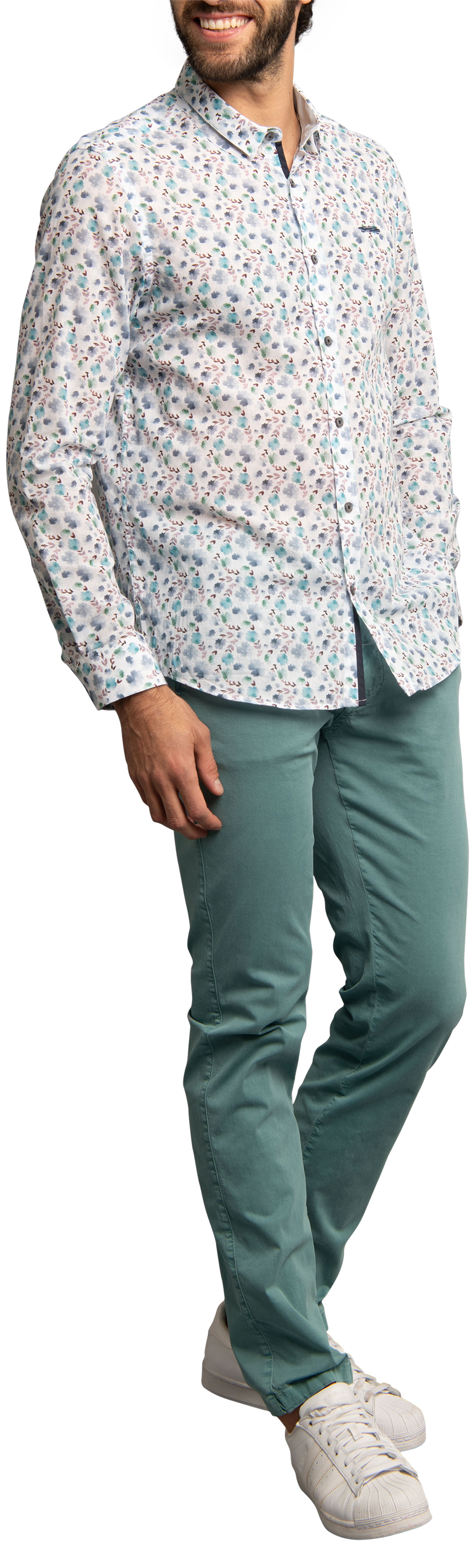 chemise delahaye coton avec manches longues et col français blanche
