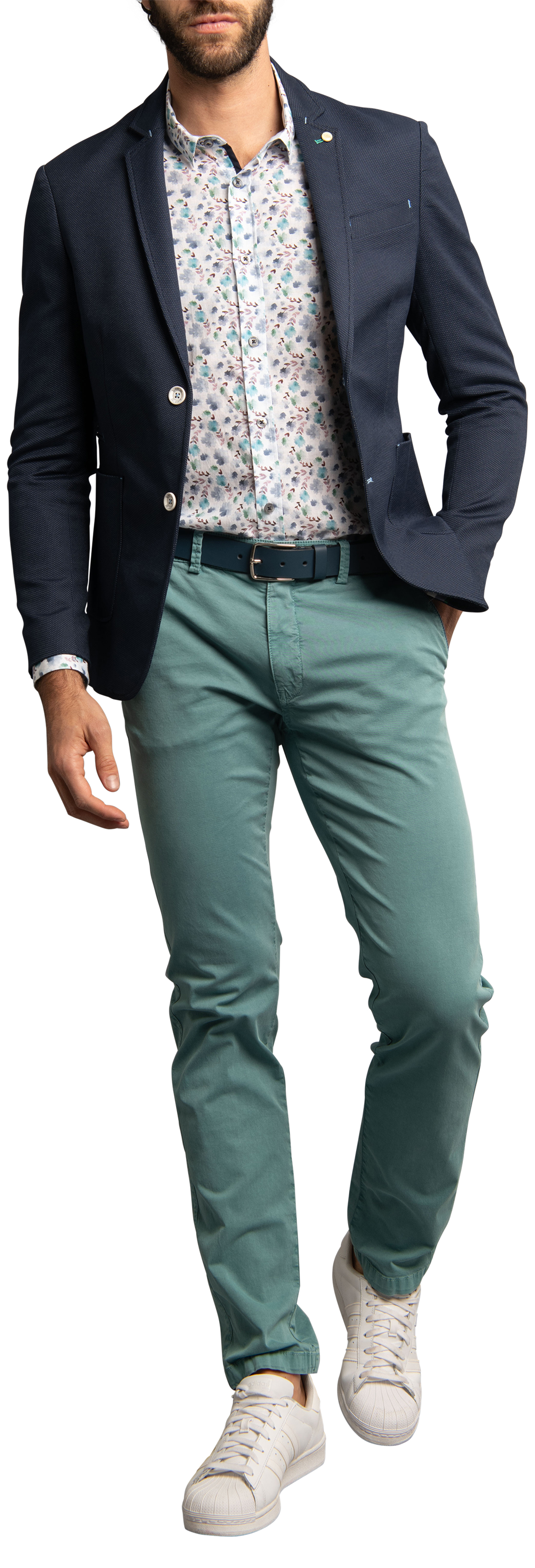 blazer delahaye coton avec manches longues et col cranté marine