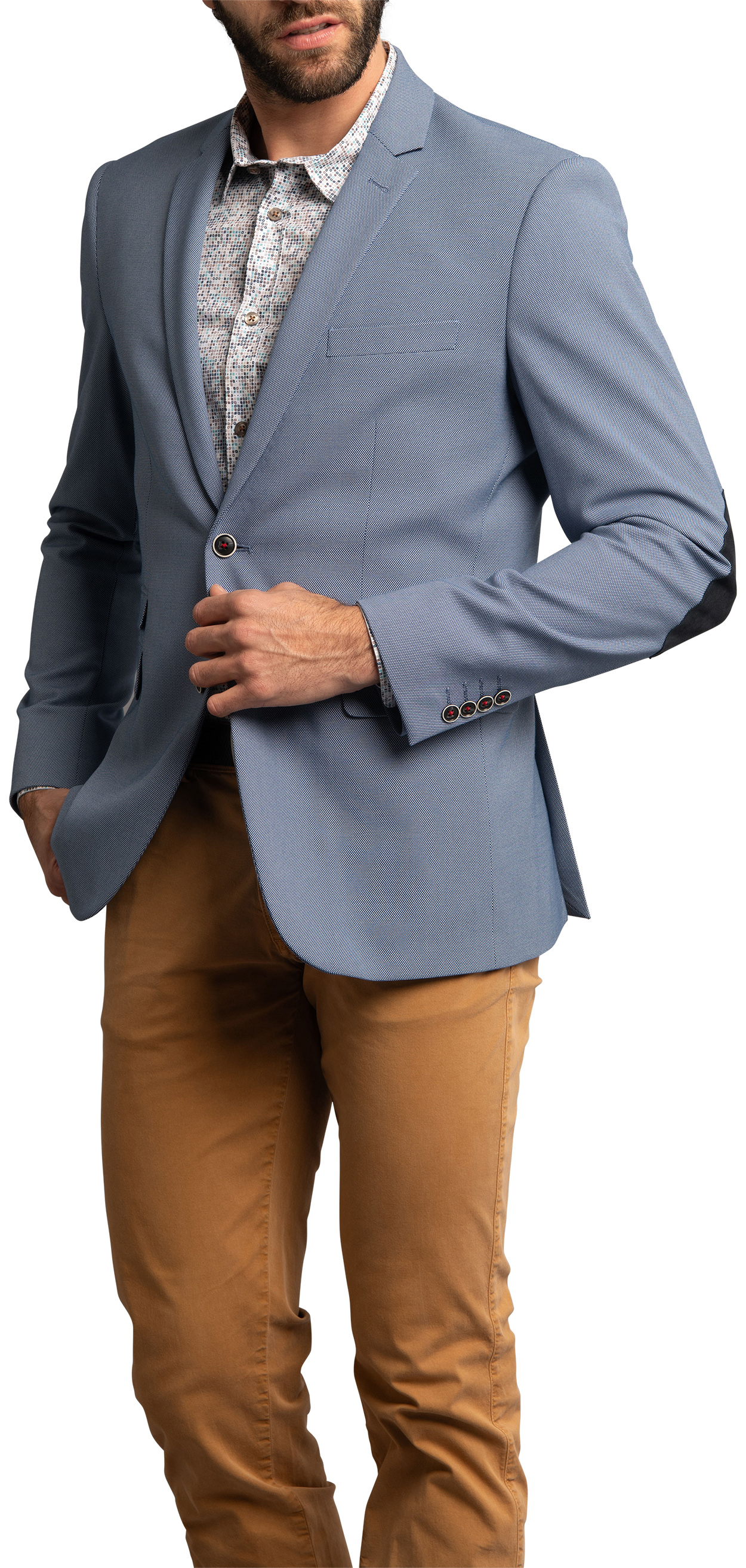 blazer delahaye avec manches longues et col cranté bleu