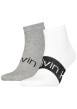 Thumbnail Lot de 2 paires de chaussettes mi-hautes grises et blanches avec inscription Calvin Klein pour homme