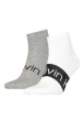 Thumbnail Lot de 2 paires de chaussettes mi-hautes grises et blanches avec inscription Calvin Klein pour homme - Image 2
