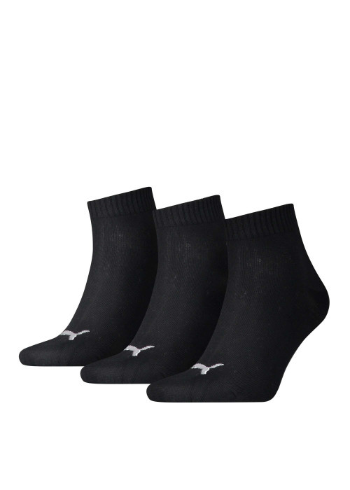 Lot de 3 chaussettes noires unies avec logo de la marque brodé en blanc