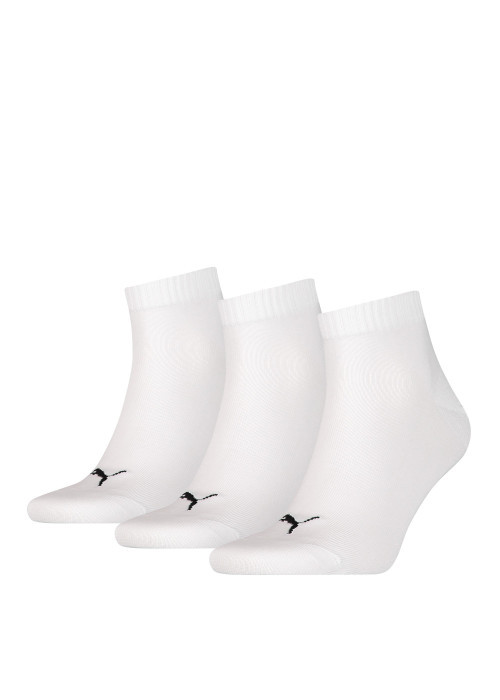 Lot de 3 chaussettes blanches unies avec logo de la marque brodé en noir