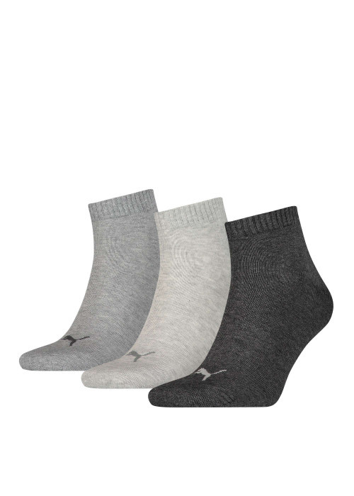 Lots de 3 paires de chaussettes anthracite grises et blanches en coton