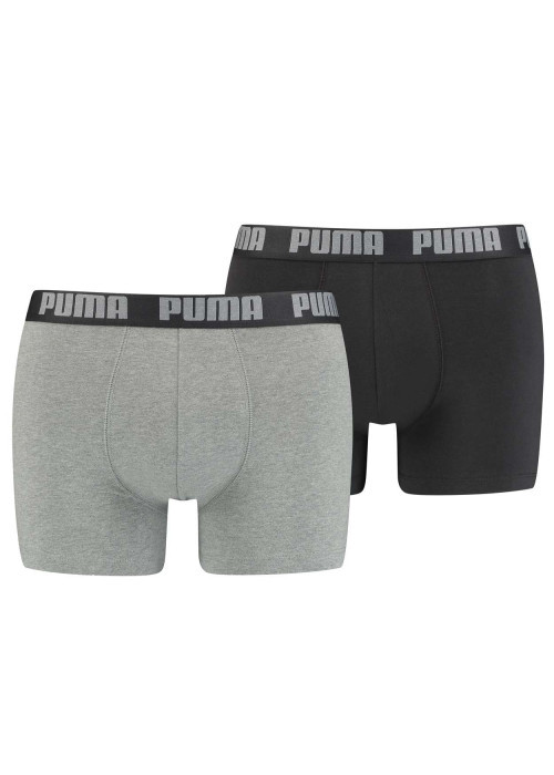Lot de 2 boxer en coton anthracite et noir à bande élastiquée brodée