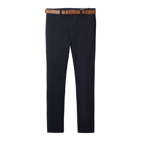 Pantalon Chino en coton marine uni avec une...