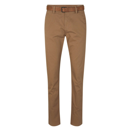 Pantalon Chino en coton beige uni avec une...