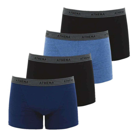Lot de 4 boxers multicolores en coton unis avec...