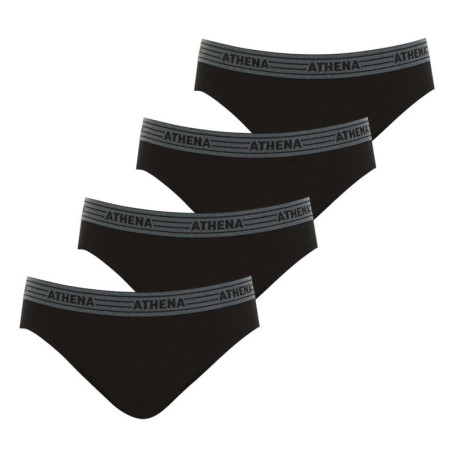 Lot de 4 slips noirs en coton unis avec taille...