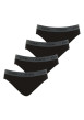 Thumbnail Lot de 4 slips noirs en coton unis avec taille élastiquée grise