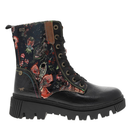 Bottines noires à talon décroché bas cranté...