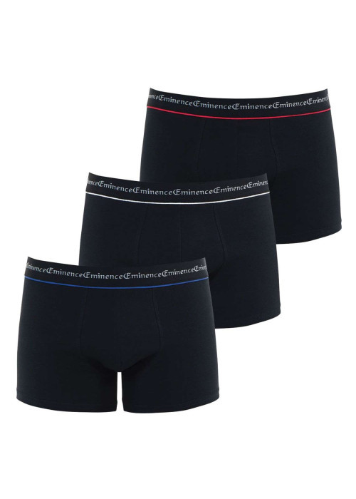 Lot de 3 boxers en coton noires unis avec une coupe fermée