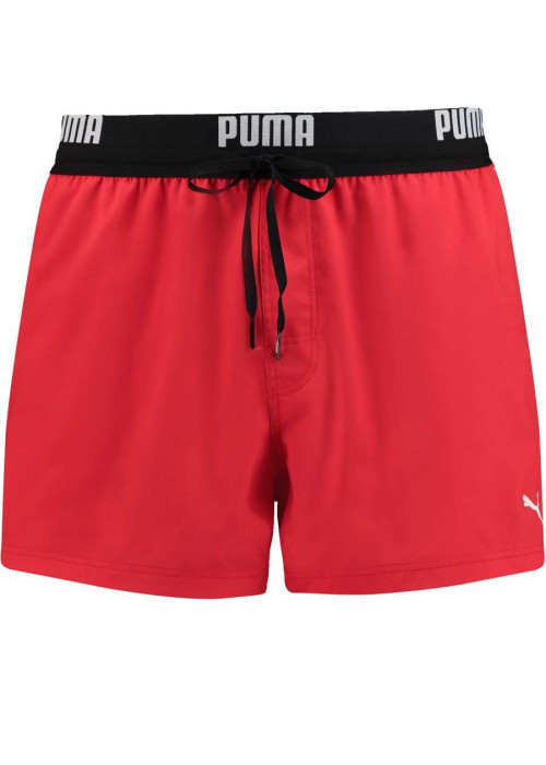 Short de bain rouge uni avec une coupe regular fit et une poche arrière
