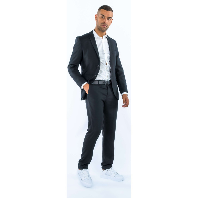 Premium By Jack & Jones - Pantalon Noir Uni à Coupe Droite Et à Fermeture Zippée Boutonnée - Noir