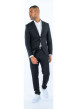 Thumbnail Pantalon noir uni à coupe droite et à fermeture zippée boutonnée - Image 3