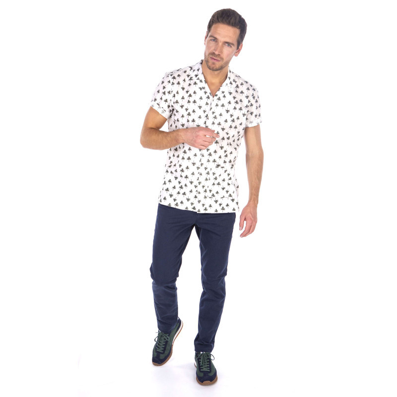 Premium - Pantalon Chino Bleu Uni à Coupe Droite Et Fermeture Zippée Boutonnée - Bleu Premium - Pantalon Chino Bleu Uni à Coupe Droite Et Fermeture Zippée Boutonnée - Bleu