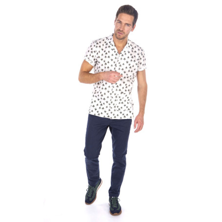 Pantalon Chino bleu uni à coupe droite et...