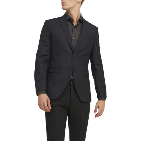 Veste de costume noire unie à col cranté et...